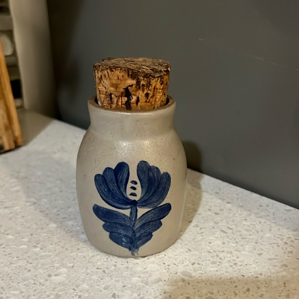 Grey and Blue Clay bottle with Cork Lid